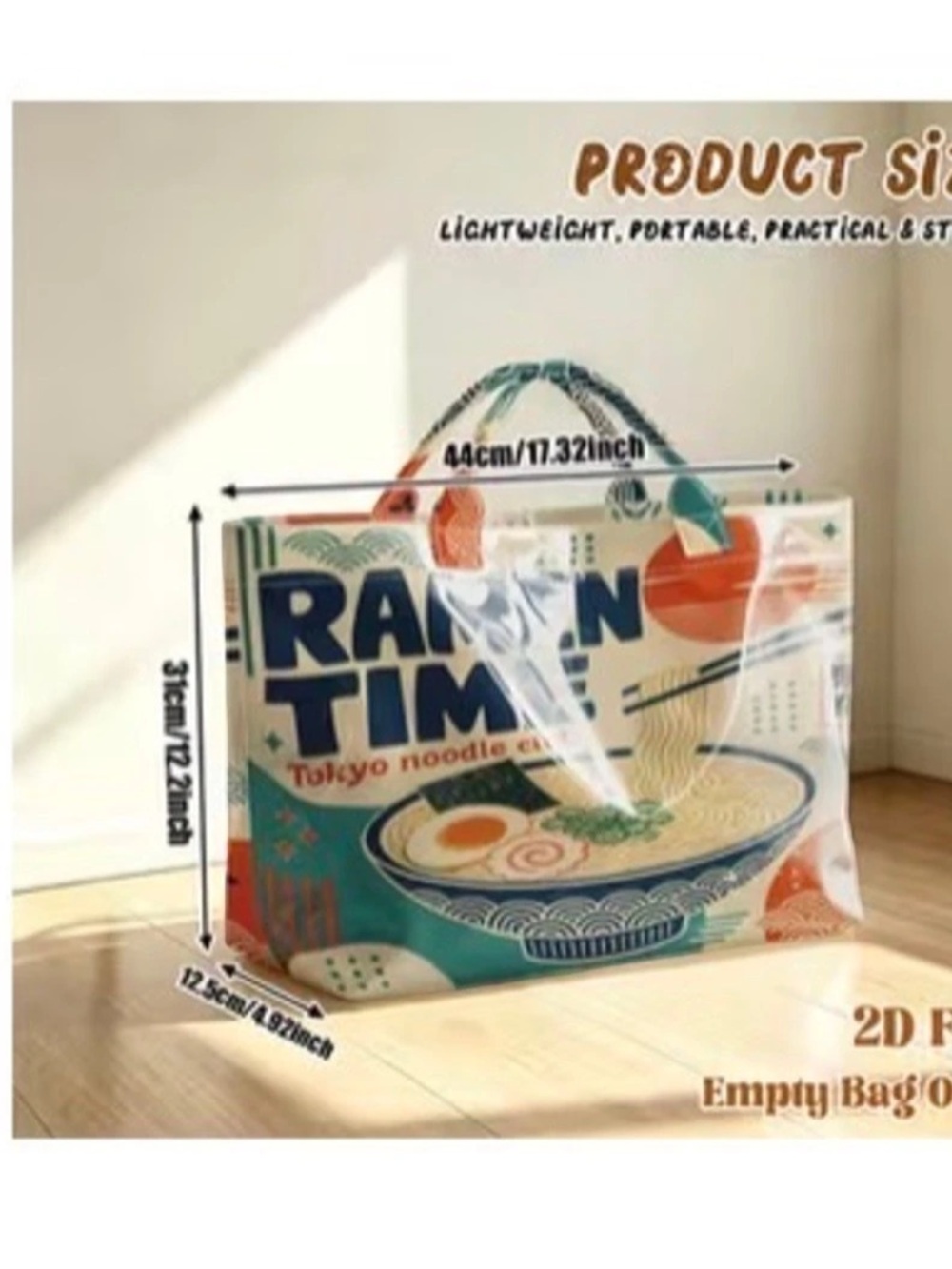 Tokyo Noodle Time ramen print 2D tote bag